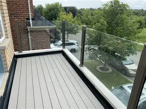 Modern home with dark aluminum columns